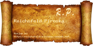 Reichsfeld Piroska névjegykártya